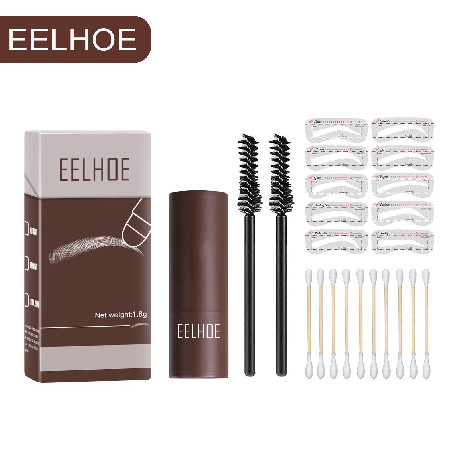 Free freight EELHOE OEM ODM Eyebrow Stamp Enhancer Eyeliner Contouring Eyebrow Powder Makeup Brown Soft Styling Cream Template Pastel Easy for Be-image-749658060