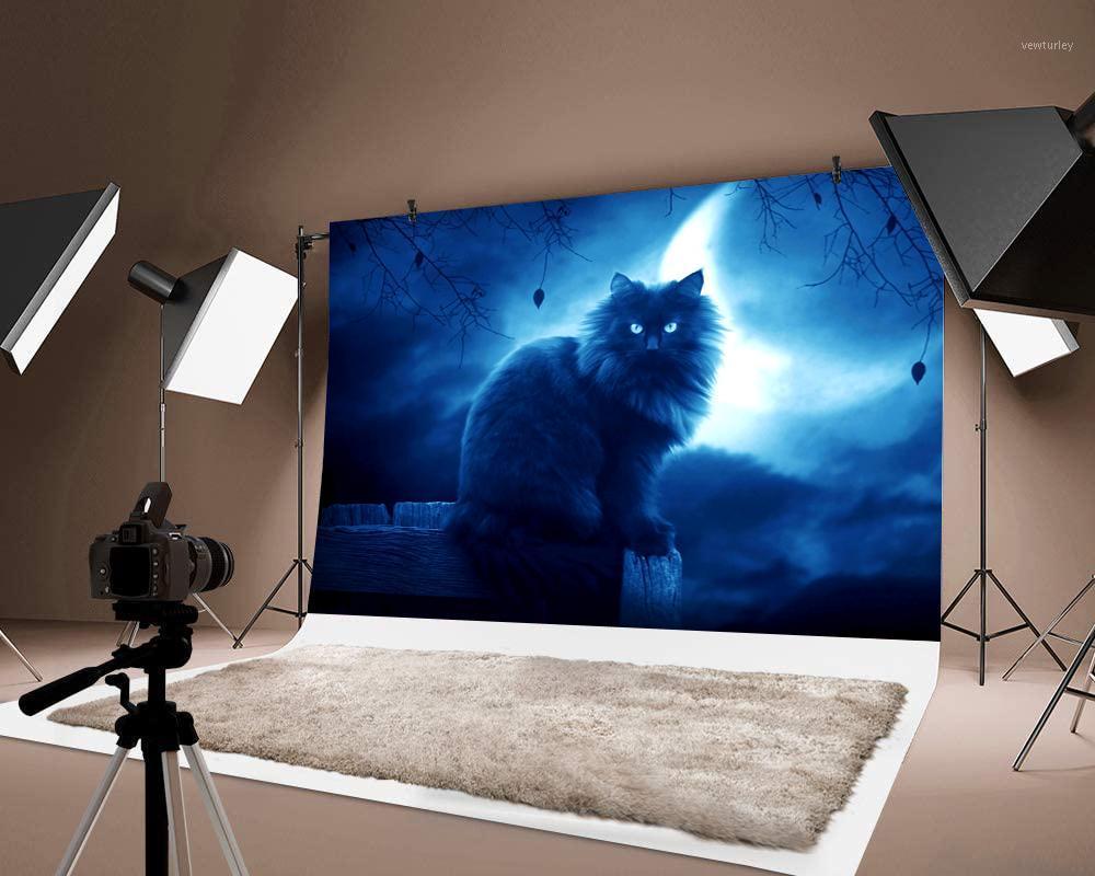

Party Decoration Backdrop Po Cat Moon Printed Background Halloween Decorations Thin Festival Pography