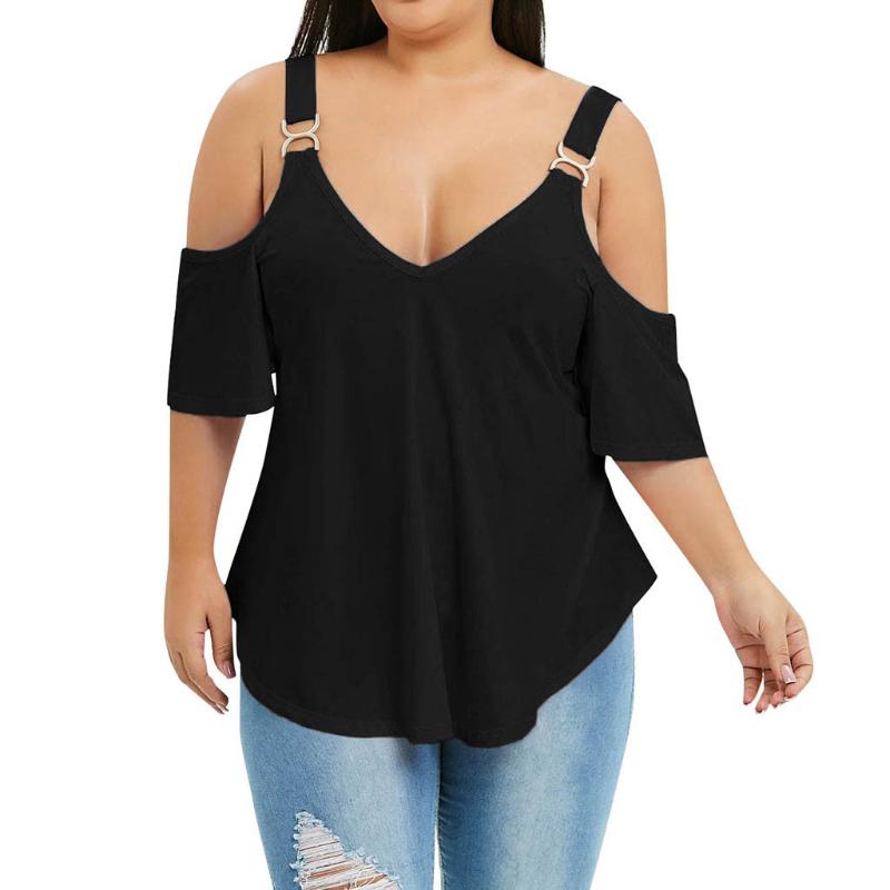 

Fashion V-Neck Strapless Blouse Summer Women' Shirt Europe And The United States New Loose Irregular Hem Blusas Femininas#LR3, Pink