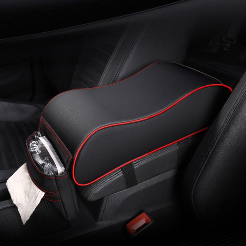

Seat Cushions PU Leather Car Armrest Box Pad Cushion Auto Center Console Arm Rest Heightening Soft Hand Support With Storage Bags