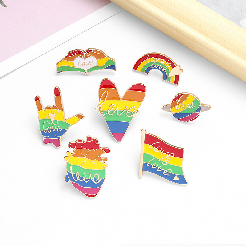 

Rainbow Flag Heart Brooches Star Shape LGBT Pride Gay Lesbian Enamel Pins Cartoon Creative Colorful Badges Metal Jewelry Bag Denim Pin Gifts, Mixed colors