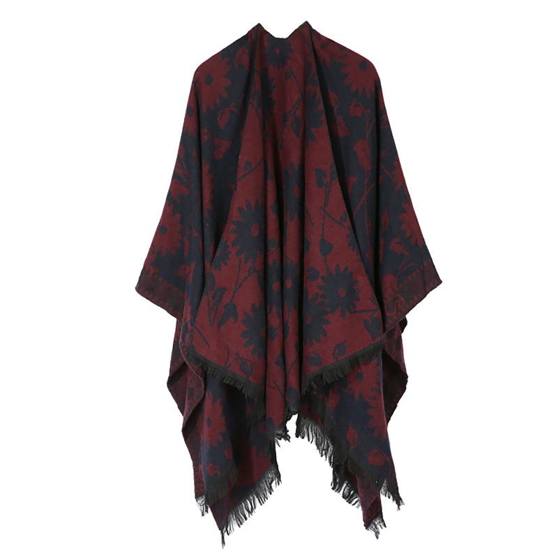

Women's Jackets Women Winter Warm Oversized Printing Blanket Cape Wraps Shawl Cardigans Coat Fashion Female, Black;brown