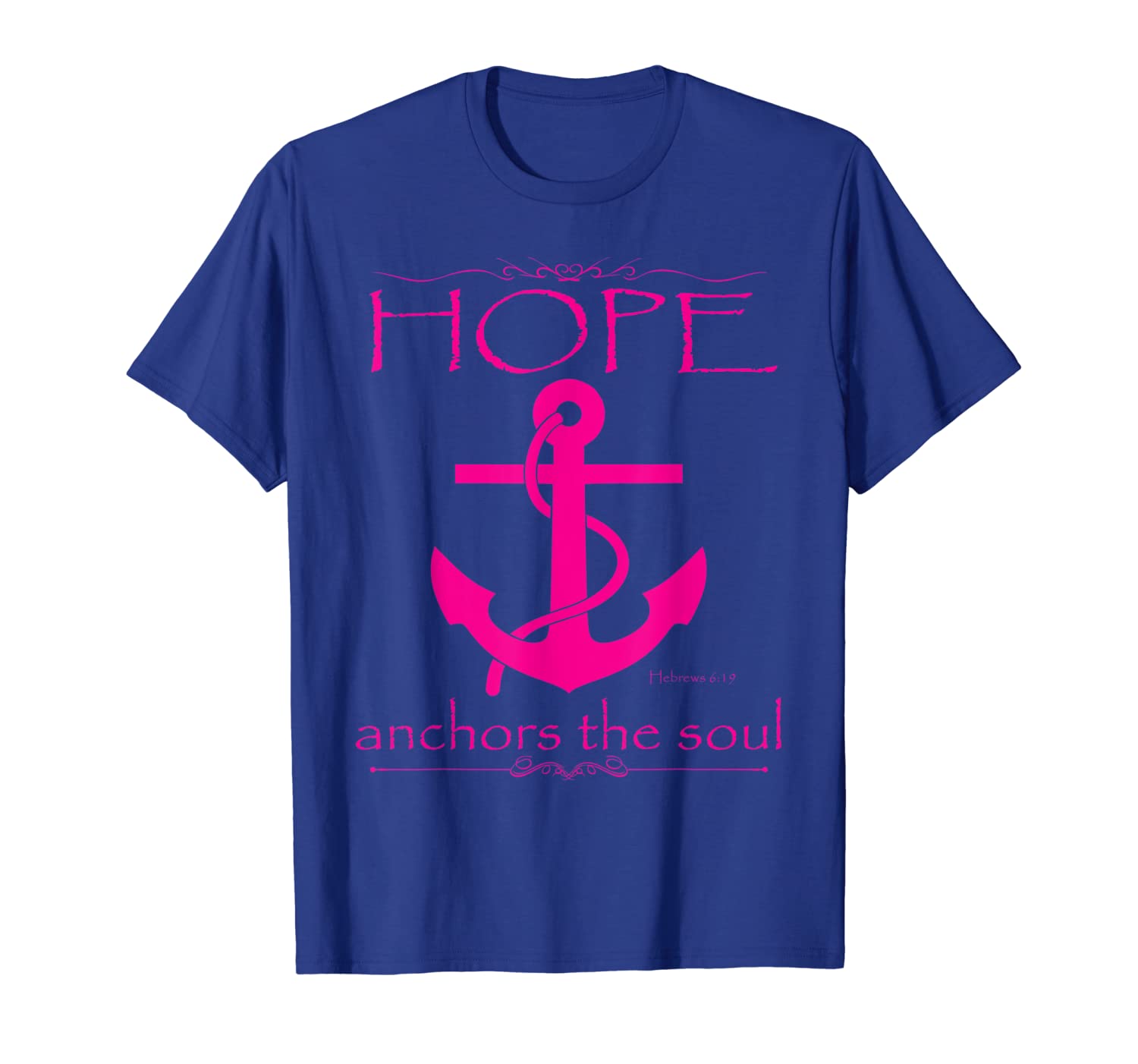 

womens hope anchors the soul t-shirt christian faith tee, White;black