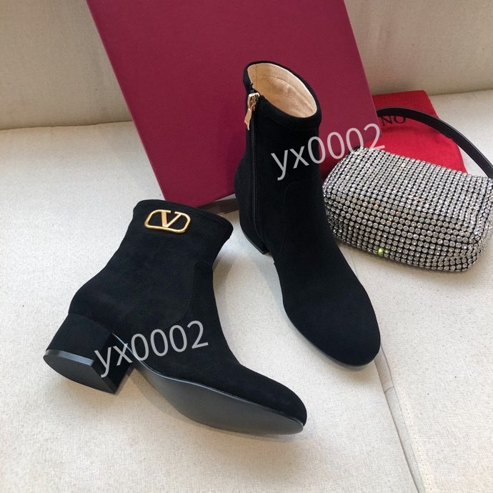 

2021 Brand Luxury Half High Heel boots Pointed Toes Mid-calf Booties women Knight Suede leather Boots Size 35-40, 01