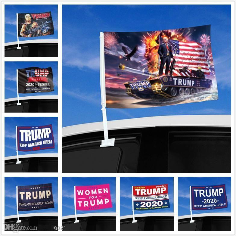 

Car Window Flag Trump Flag Hanging 45*30cm Decor Banner Keep America Great Donald Trump 2024 Campaign Flags For Car DHL Free