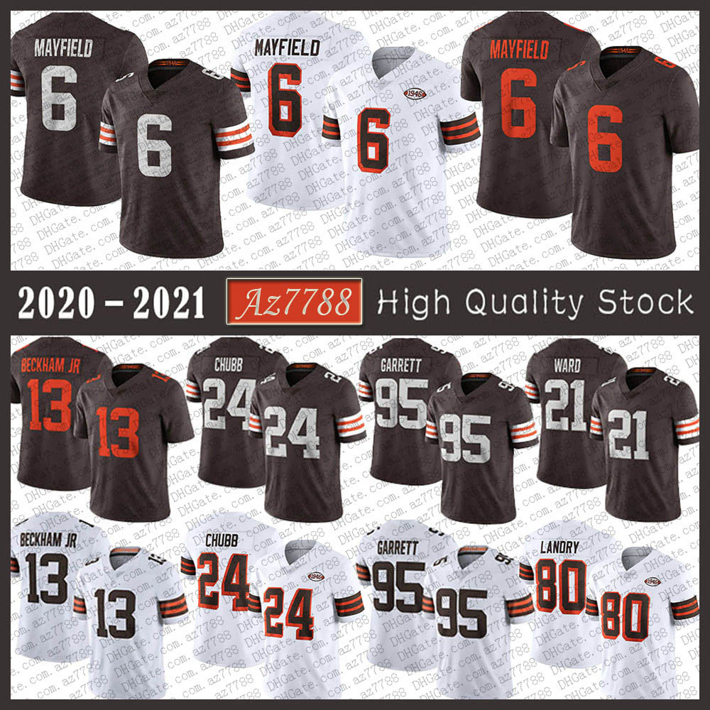 

CLE 95 Myles Garrett 24 Nick Chubb Mens Football Jersey Brown 21 Denzel Ward 6 Baker Mayfield 80 Jarvis Landry 13 Odell Beckham Jr High quality stitched jerseys Stock, Shown