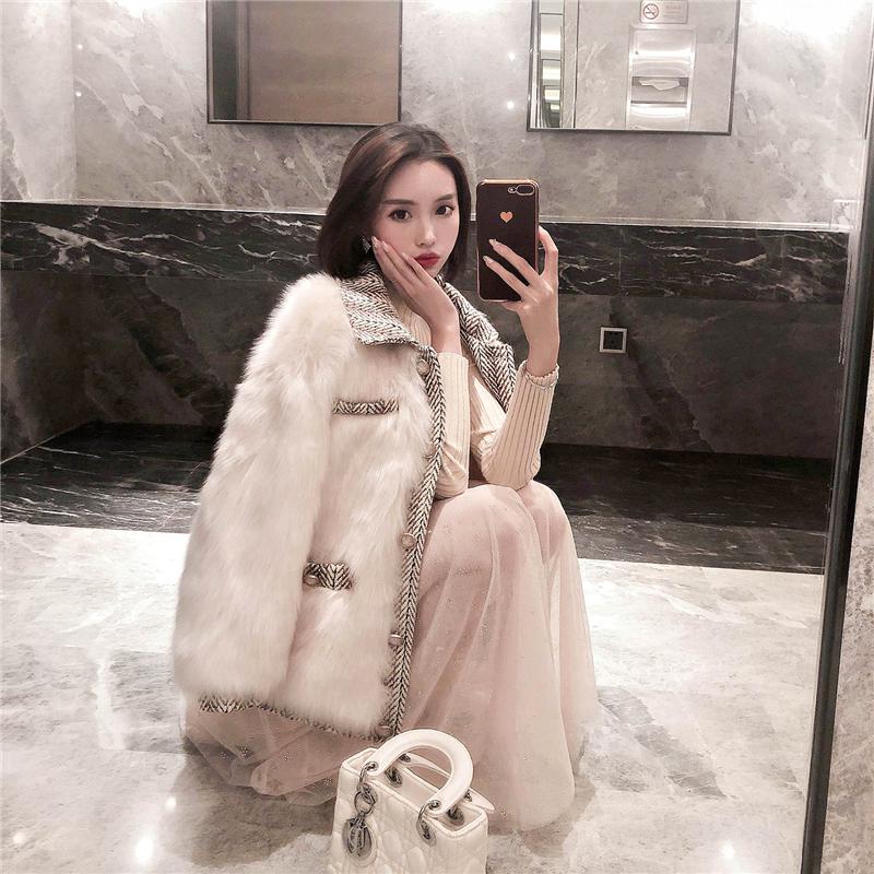 

Women' Fur & Faux Girly Winter Slim Fashion Dress Jacket Braided Furry Blazer Ladies Temperament Coat Lady LR81, Apricot