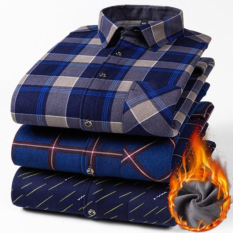 Men's Shirt Other Prints Tartan Classic Collar Street Casual Print Long Sleeve Tops Business Casual Fashion Classic Blue Gray Red / Winter /