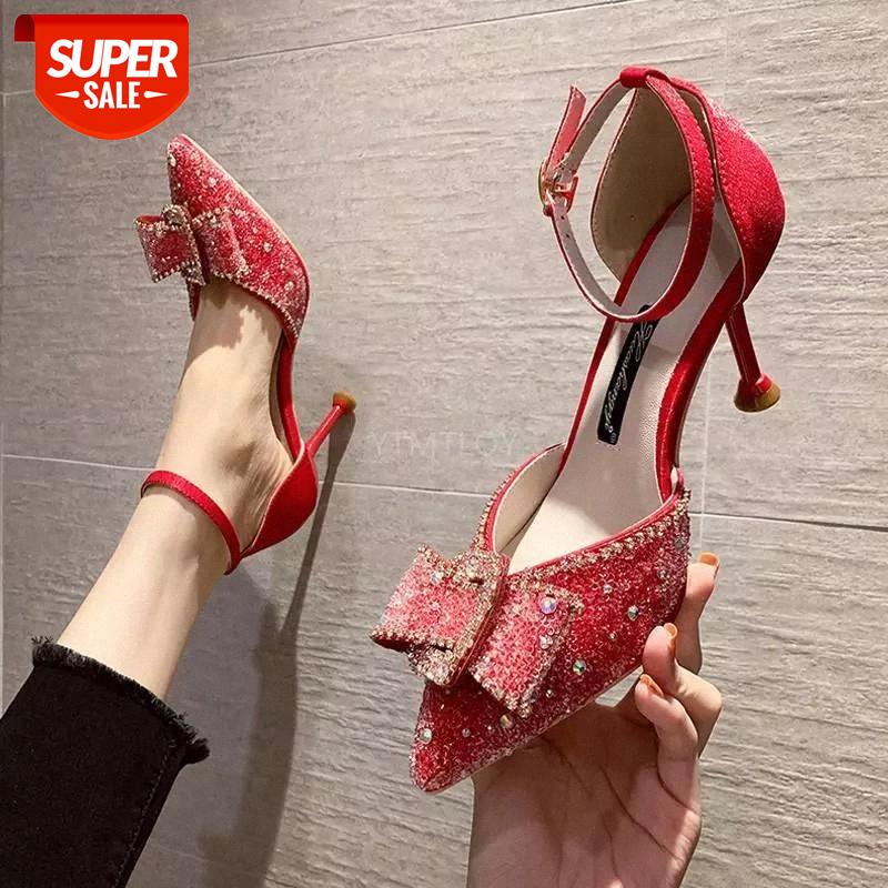 

Europe And The United States Super Flash Bow Rhinestone Shiny Women's Pointed Toe Pumps Sexy High Heels Zapatilla Mujer #YN8p