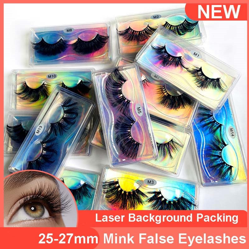 Soft Light 25mm Long Thick Mink Hair False Eyelashes Extensions Eyes Makeup Hand Made Fake Lashes Clear Laser Packing 14 Models DHL Free-image-666260280
