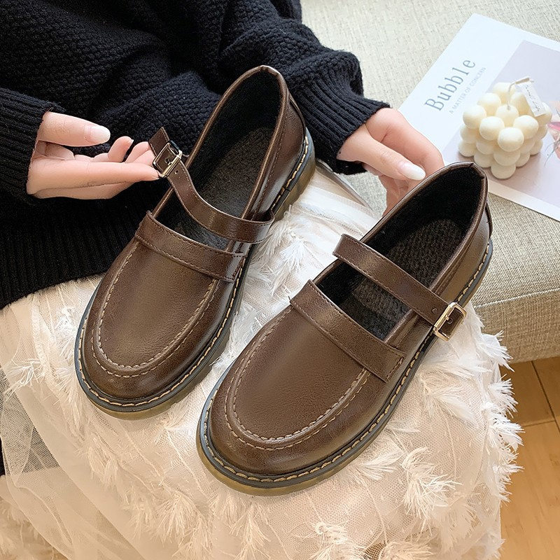 

cute shoes Women vintage sweet Mary Janes shoes Buckle Shallo Ladies School Student shoes Fashion Girls Lolita Shoe oxford women, Black;white