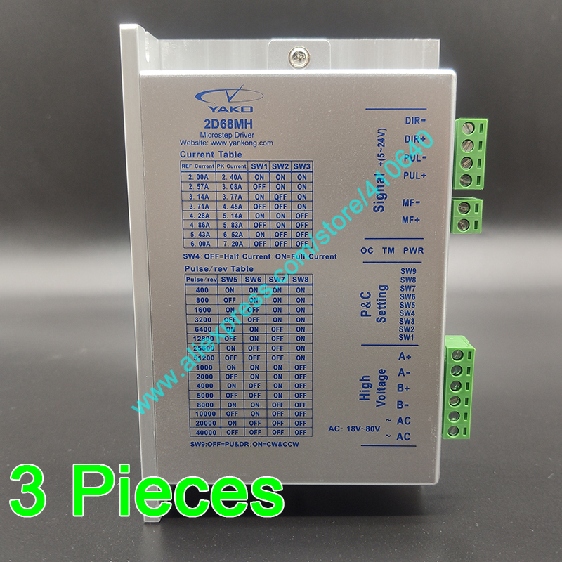 3 Pieces Yako Microstep Driver 2D68MH Updated from Old YAKO YKC2608M-H Stepper Motor Drive for NEMA23 to NEMA 34 Stepper Motor-image-654181776