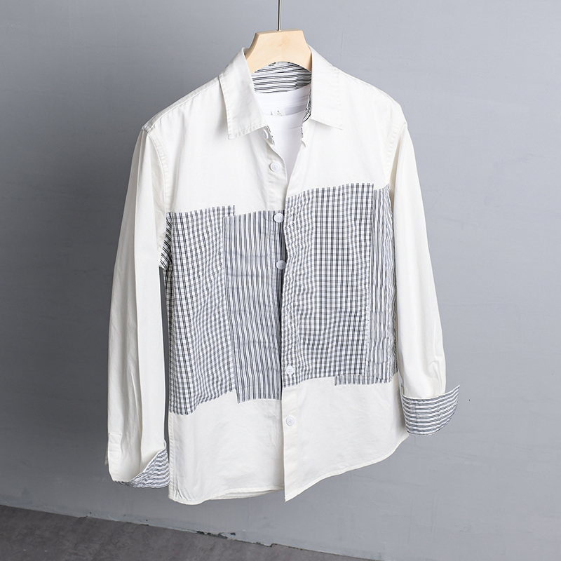 

New 2021 Nova Chegada De Manga Comprida Costura Xadrez Masculina Casual Marca Camisas Para Moda Confortvel Camisa Dos Homens Dv3k, White