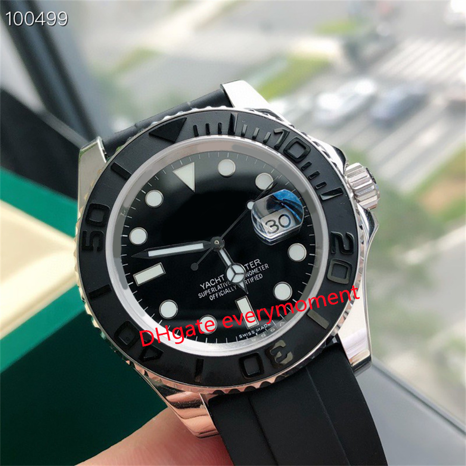 

New YM 42MM Watch Black Dial Nautical Style 2813 Automatic Movement Rubber Strap Dive Basel 226659 Mens Watches With Original Box