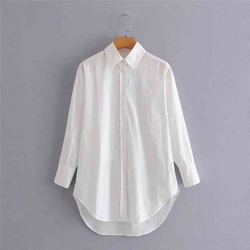 

evfer women sprint autumn casual turn-down collar mg white long shirts oversize office lady fashion single breated loose blouse