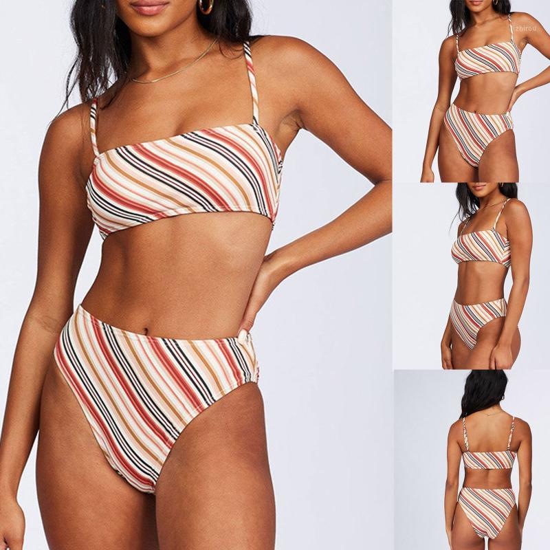 

Women Bandage Swimsuit Thong Bikini Push Up Swimwear Brazlian Bathing Suit Striped Summer Bather Beachwear Biquini Sexy Women, As pic