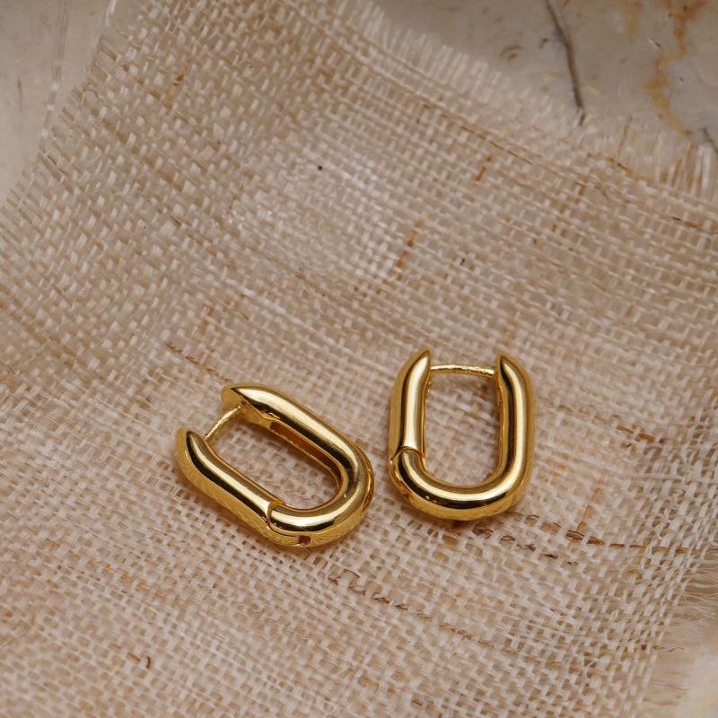 

Hoop & Huggie Minimalist Selling French Gold Chic O Shaped Earrings Women's Chunky Hoops Geometrical Brass