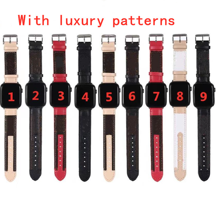

Fashion men with luxury patterns Real leather watchband For Apple Watch Series 38/40mm 42/44mm Quality Watch Straps