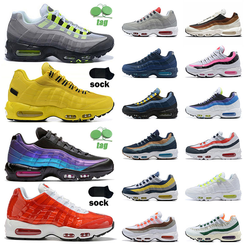 

2022 top quality airs running shoes mens womens heighten striped 95s run shoe midnight navy blue light cool grey what the OG neon new cashmerea sneakers trainers, A08 40-46 13