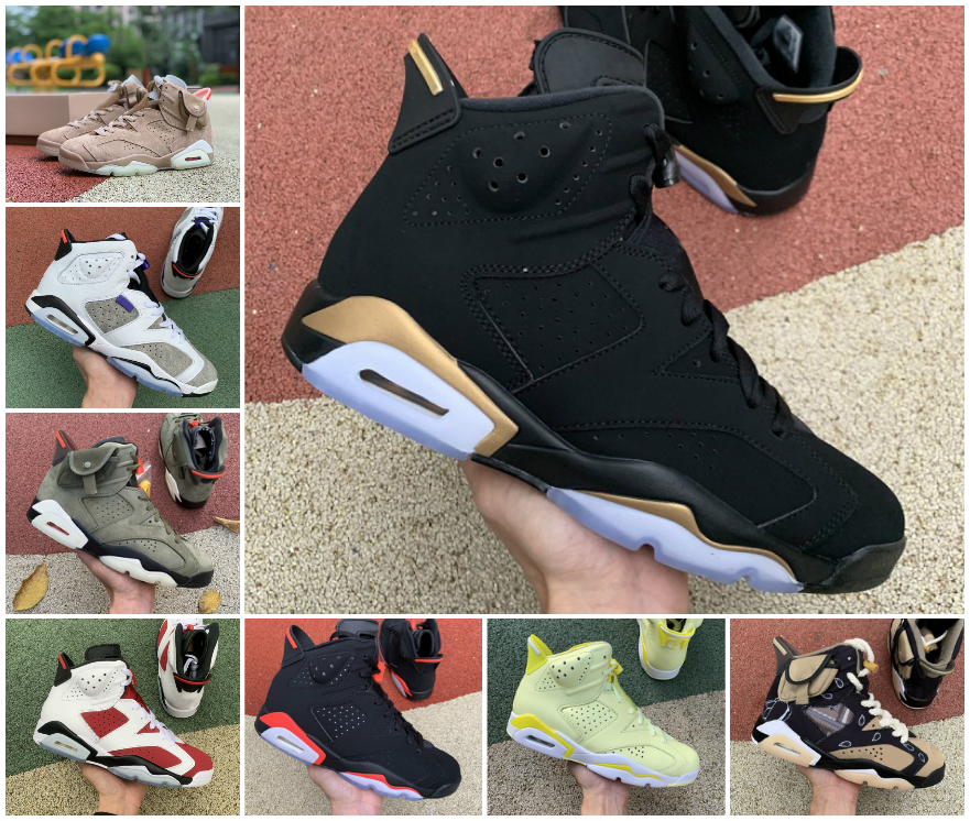 

With Box Travis British Khaki 6s Basketball Shoes Jumpman UNC 6 Carmine Infrared Midnight Navy Hare Tech Chrome Electric Green Mens Trainers Sneakers