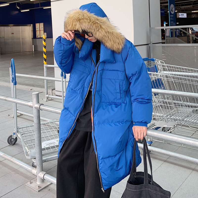 

2021 New Winter Long Men's Parka Warm Fashion Casual Fur Collar Hooded Coat Men Overcoat Loose Cotton Thick Oversize Jacket Mens 2qm2, Black