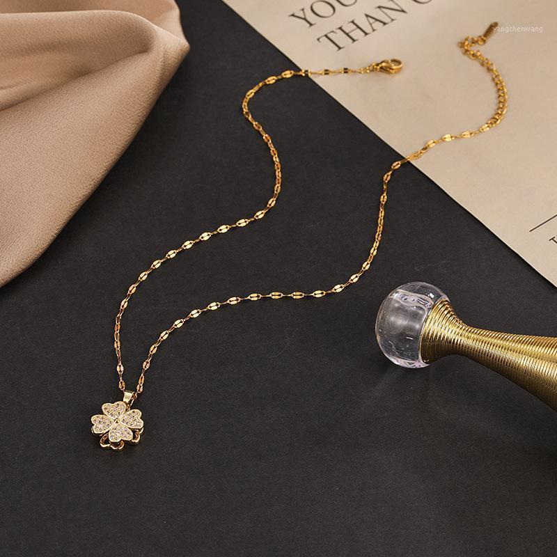 

Chains Rotatable Windmill Necklace Micro-inlaid White Zircon Good Luck Ladies Stainless Steel