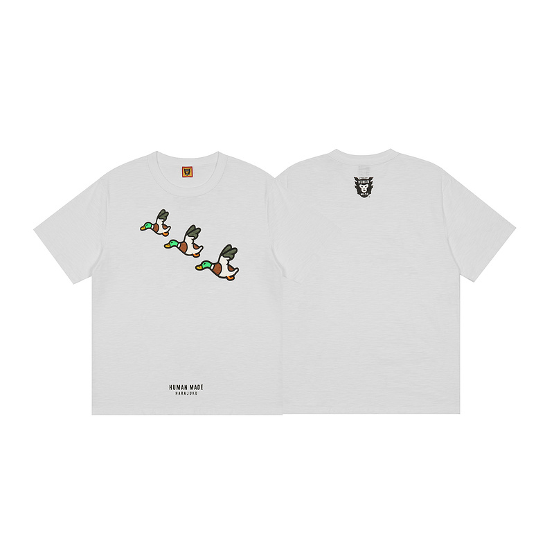 

Human Made Harajuku T-shirts Couple Tshirts 3 Flying Nigo Ducks Print Man Woman Summer Short Sleeves Teenagers Tees Slub Cotton Vintage Tops, White;black