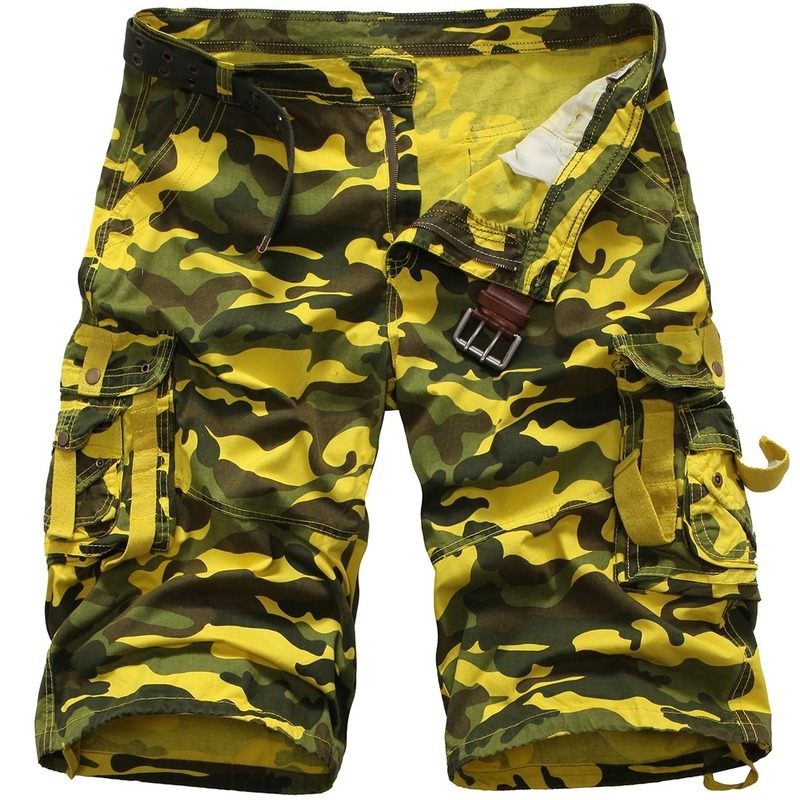 

2021 New Homme Masculino Men Camouflage Summer Male Casual Shorts Waist Men's Street Short Sweatpants (no Belt) Oo72, Armygreen camouflage
