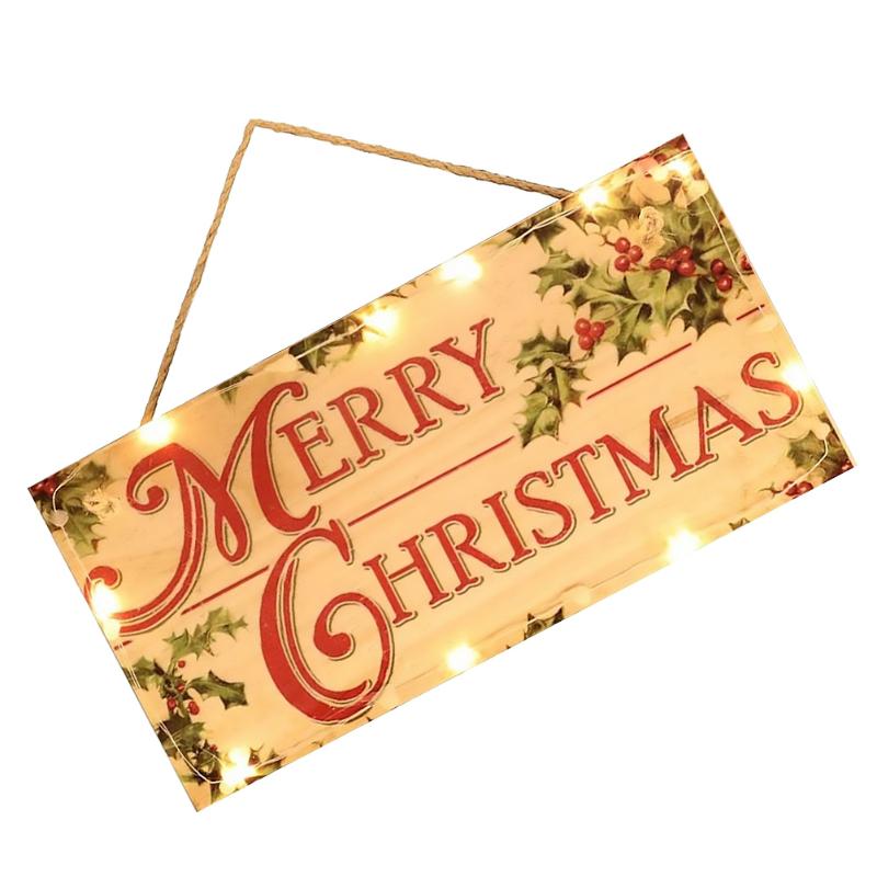

Party Decoration Christmas Wooden Door Hanging Luminous Merry Tag