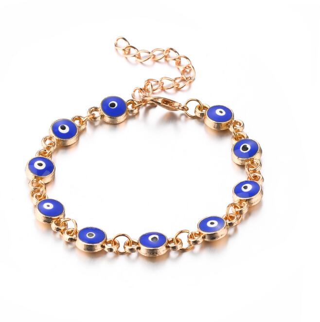 

Ajustable Size Blue Eye Lucky Charm Bracelet for Women Girls Elegant Turkish Silver Gold Plating Party Wedding ps2936