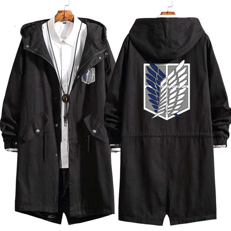 

2021 Fashion New Men Coat Anime Attack on Titan Long Hoodie Jacket Eren Jaeger Cosplay Trench Sweatshirt Overcoat 5L0N