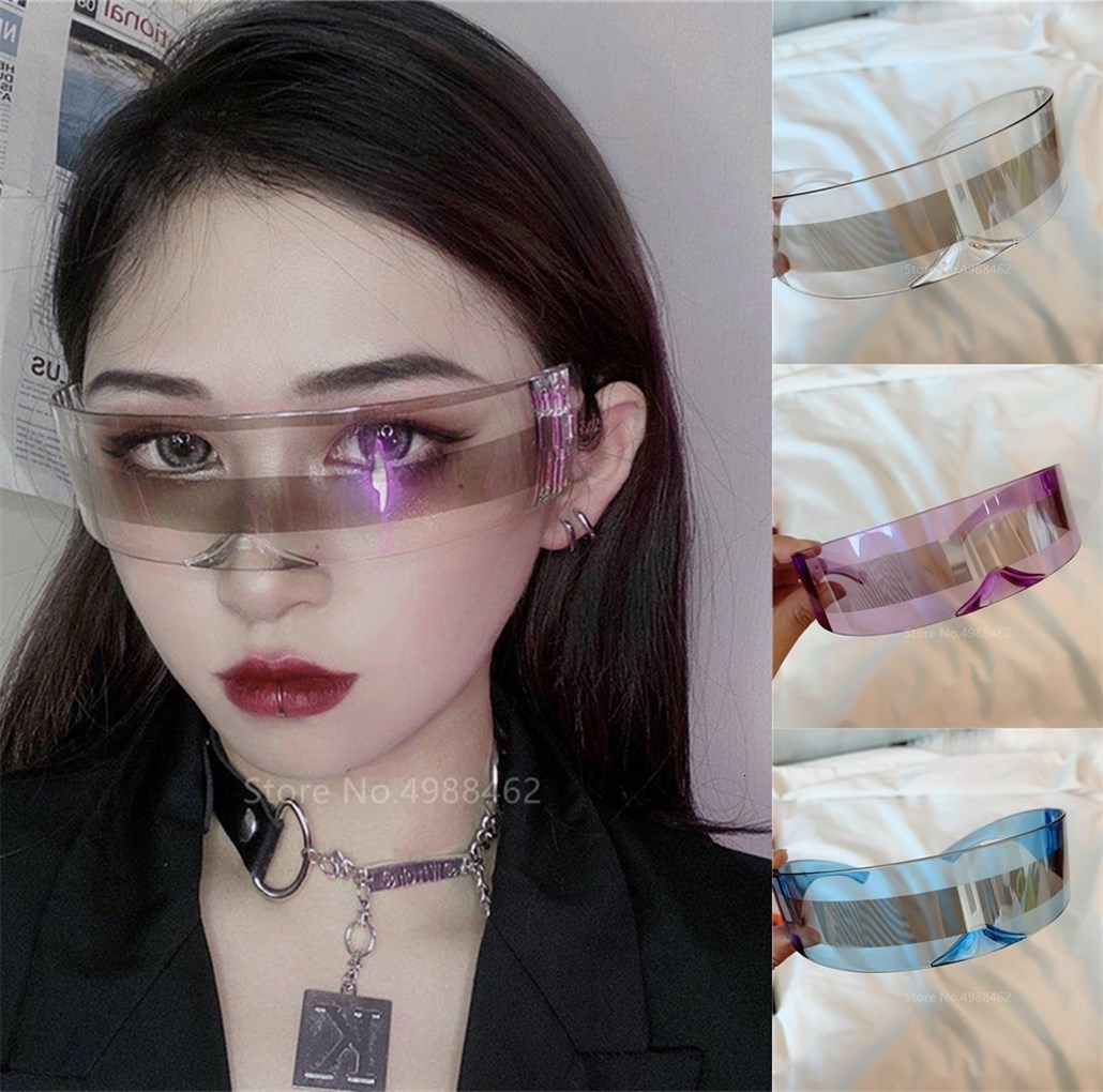 

2021 New Halloween Cosplay Costume Women Men Unisex Anime Future Technology Gothic Steampunk One-piece Eyes Cool Sunglasses Black F391