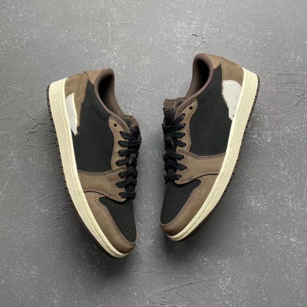 

artist23 wholesale new 1 i og shoes low brown white suede men basketball 1s sneakers sports outdoor trainers size us36-47.5