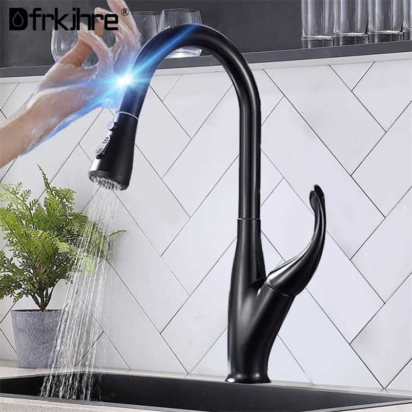 

Touch Kitchen Faucets Crane For Sensor Kitchen 360 Rotatble Pull Out Sensor Faucets Smart Induction Touch Control Mixed Tap 211108