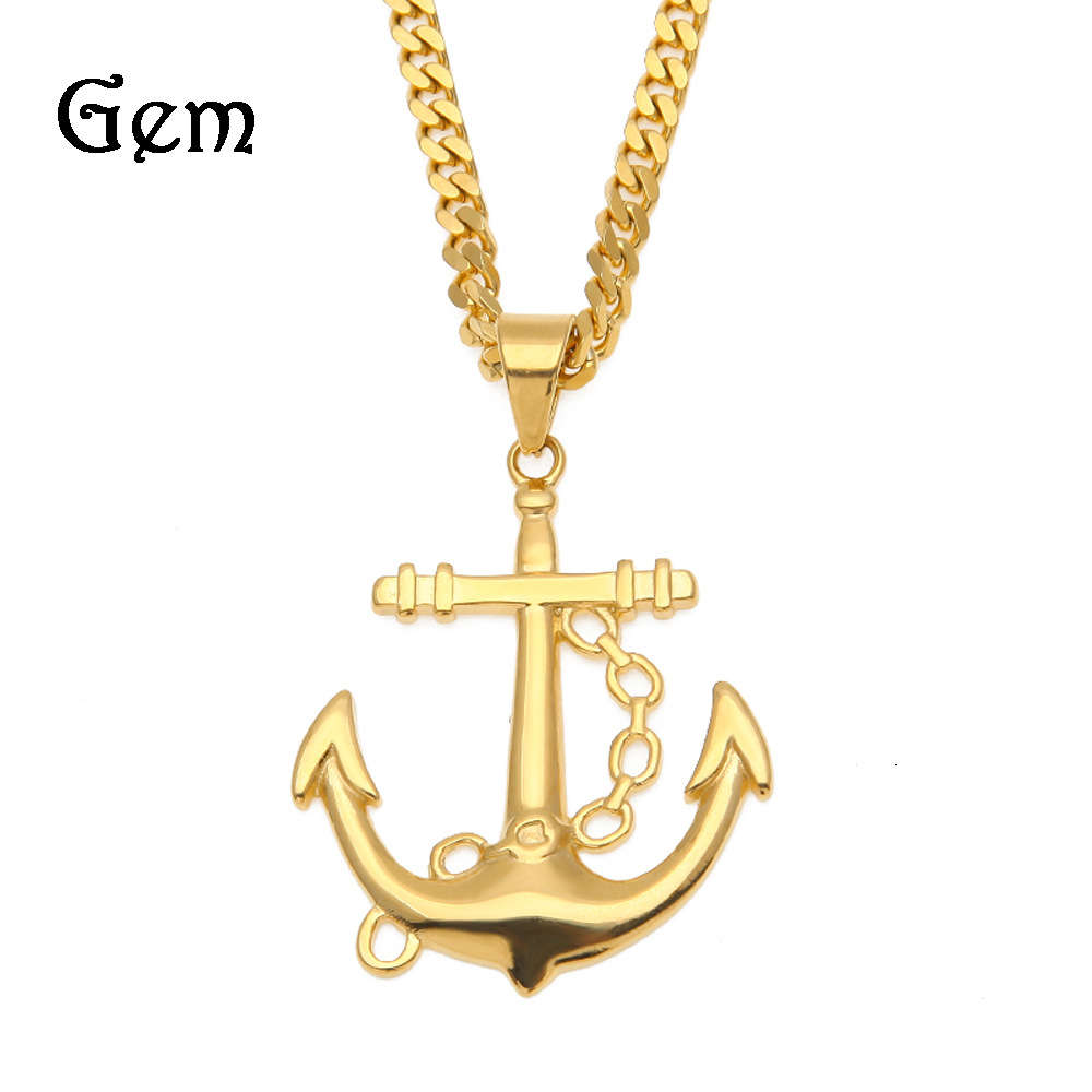

Color preserved electroplated stainless steel hip hop Anchor Pendant for men