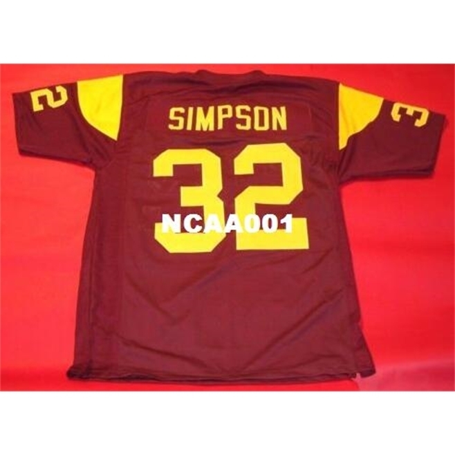 

Custon 001 USC TROJANS OJ SIMPSON JERSEY HEISMAN College Jersey size s-4XL or custom any name or number jersey, Wine red