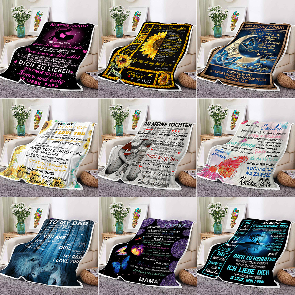 

ClOOCL DIY Blanket 3D Printed Personality Bedding Blankets Autumn/Winter Envelope Home Letter Coral Flannel Message Plush Sofa Air Conditioning Blankets Travel