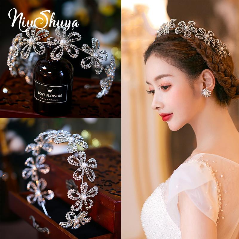

NiuShuya Bridal Crown Tiaras Wedding Prom Hair Accessories Rhinestones Flower Pattern Girls Hairbands Hair Jewelry Gift