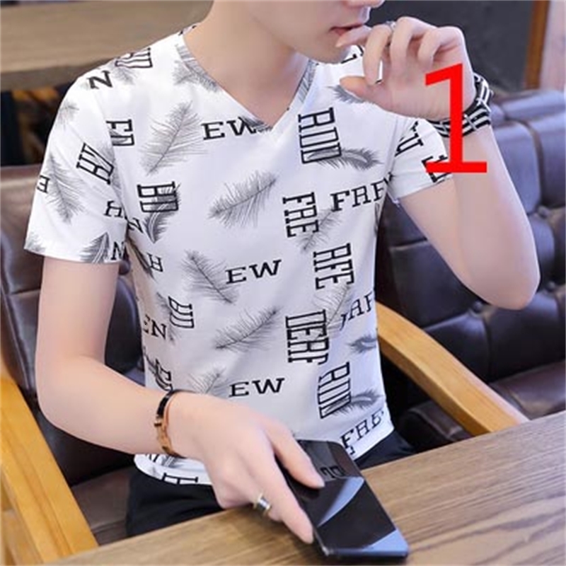 

2021 New Short-sleeved T-shirt Male Ice Silk Thin Section Half-sleeve Tide Brand Wild Self-cultivation Lcm8