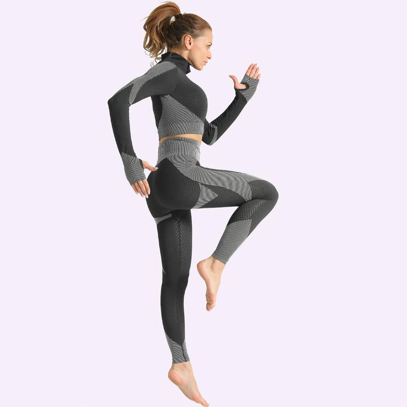 

Two piece yoga set women Workout clothes high-elastic fitness suit running hip-lifting seamless yoga suit Seamless Gym Clothing, Bra