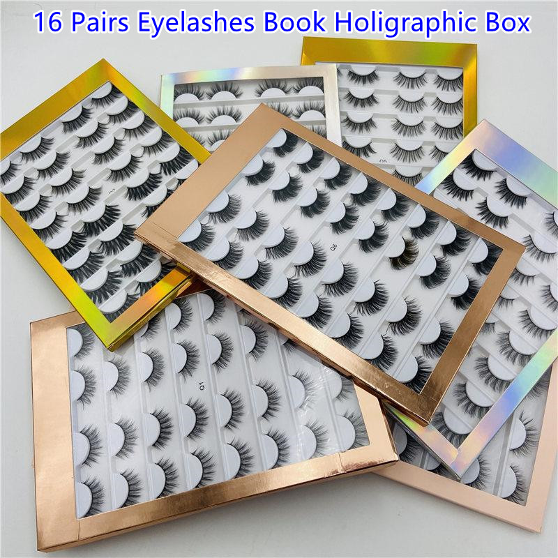 

16 Pairs Eyelash Vendor Natural False Eyelashes Wholesale Faux 3d Mink Lashes Book Bulk Individual Lashes Wispy Strip Makeup