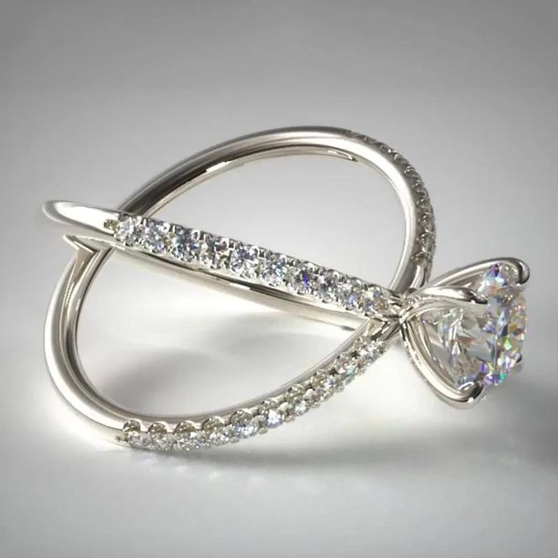 

Cluster Rings S925 Silver Jewelry X Crossing Finger Ring Female Fashion Micro Paved CZ Crystal Infinity Sign Women Party