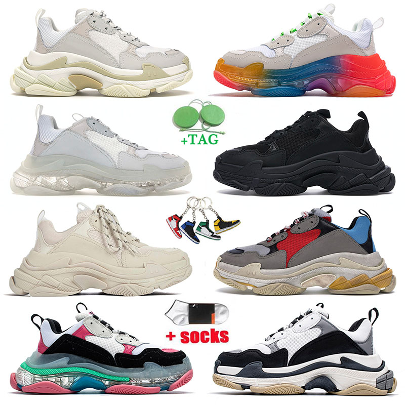 

Triple S Shoes Women Men Trainers Paris 17 FW Original Platform sneakers Beige White Black Pink Green Blue Yellow Balencaiga Luxurys Designers Crystal Bottom, A9 black pink 36-40