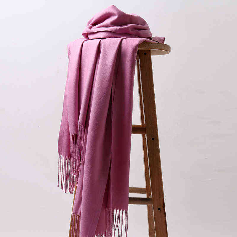 

2021 Fashion Solid Color Women Scarf Winter Hijabs Tassale Tassels Long Lady Shawls Cashmere Like Pashmina Hijabs Scarves Wraps Y1108