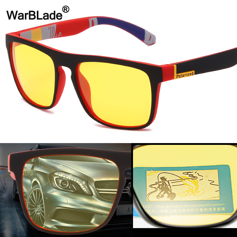 

WarBLade New Square Polarized Sunglasses Men Night Vision Glasses Yellow Lens Anti-Glare Driving Sun Glasses UV400 Eyewear L0220