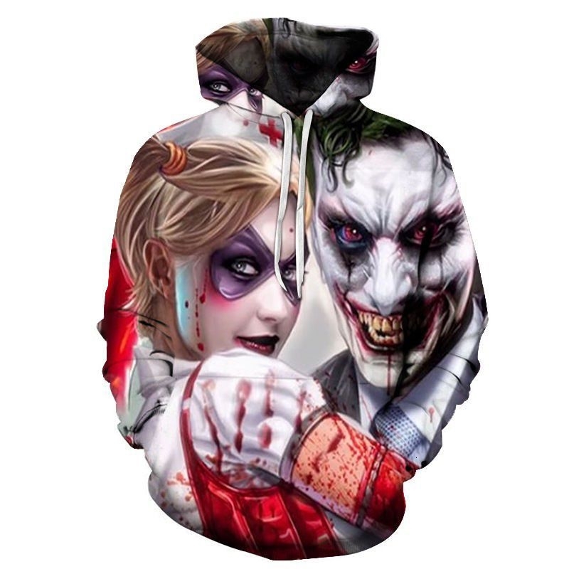 

New 3D clown digital print hooded love sweater Halloween night street Party Costume, Lms4520
