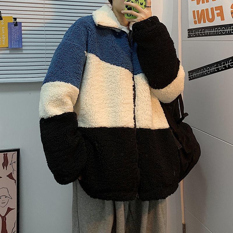 

2021 New Winter Men's Waterproof Lamb Parkas in Warm Snow Jackets Wool Cotton Padded Clothes Casual Loose Trench Coats Size M-2xl 0h3x, Beige