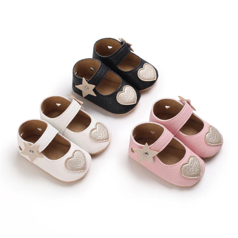 

Athletic & Outdoor Born Girl Lovely Summer Spring And Autumn Flat Shoes Pu Princess Heart-Shaped Non Slip Rubber Soled 0-18Months, Black