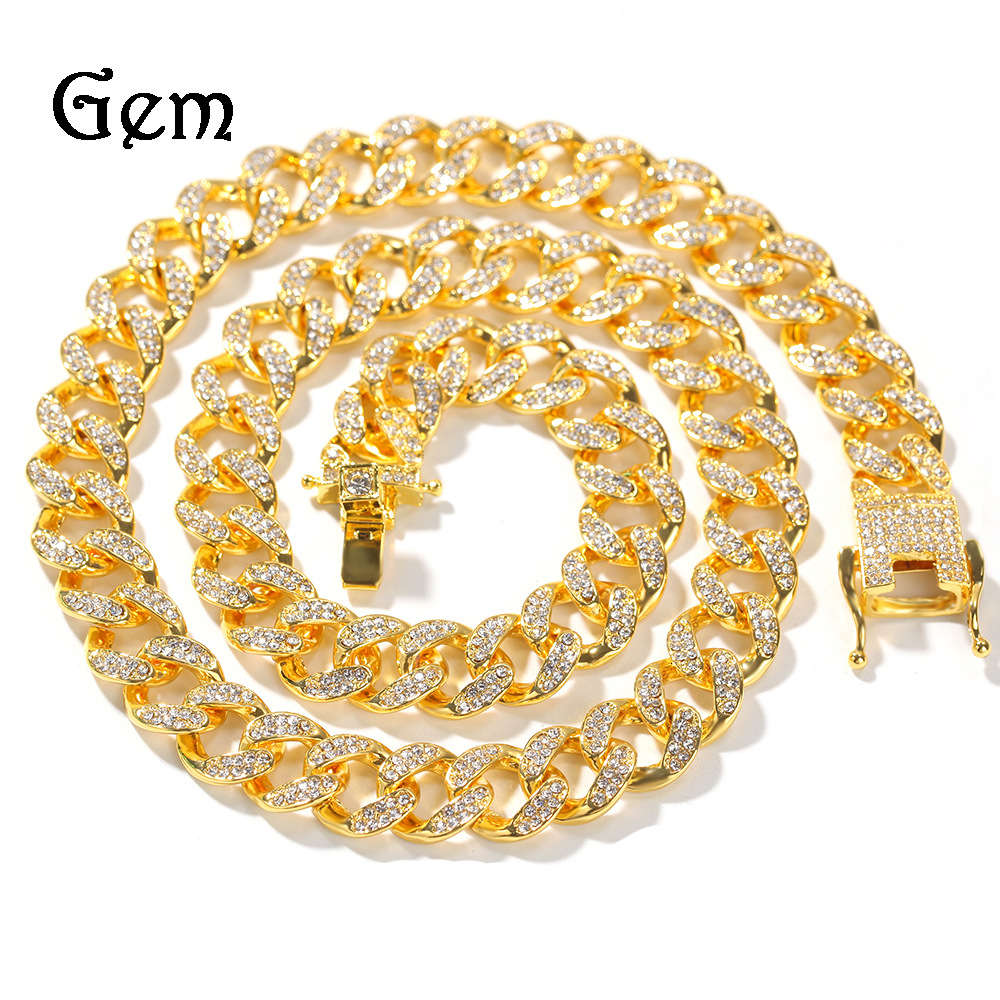 

Hip hop Necklace Gold Plated Diamond Men's necklaces