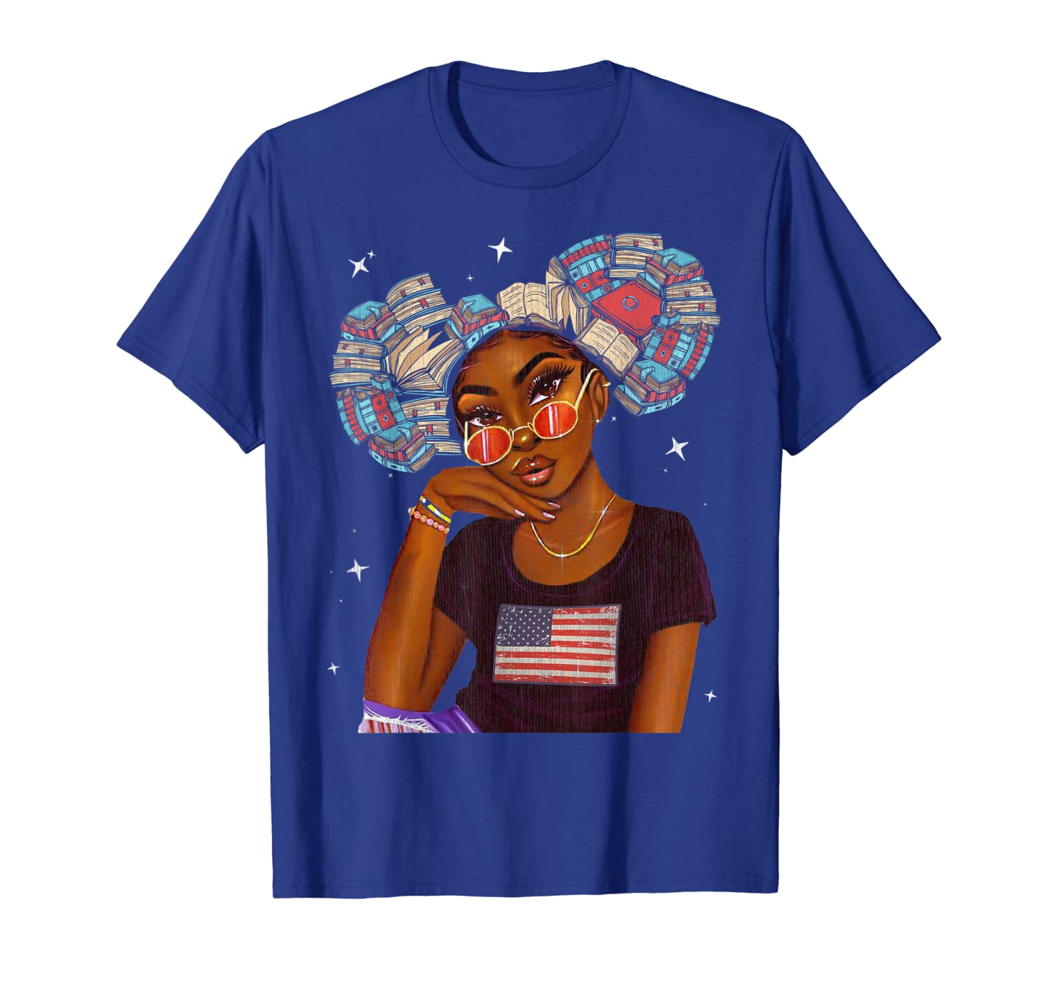 

Cute Africa Black Women Gift T-Shirt Funny Book Lover tee, White;black